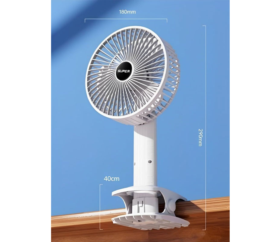 پنکه گیره دار شارژی 3 سرعته مدل 47812 سوپر multifunction desktop fan super